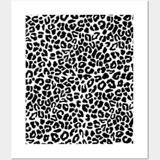 Black and White Leopard Print Spots Posters and Art